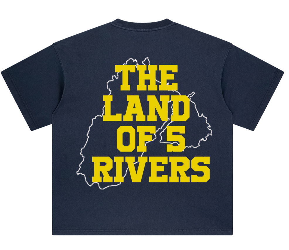 Land Of Five Rivers Oversized T-Shirt (Faded Blue)
